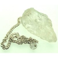 Clear Quartz Hand Knapped Gemstone Pendulum